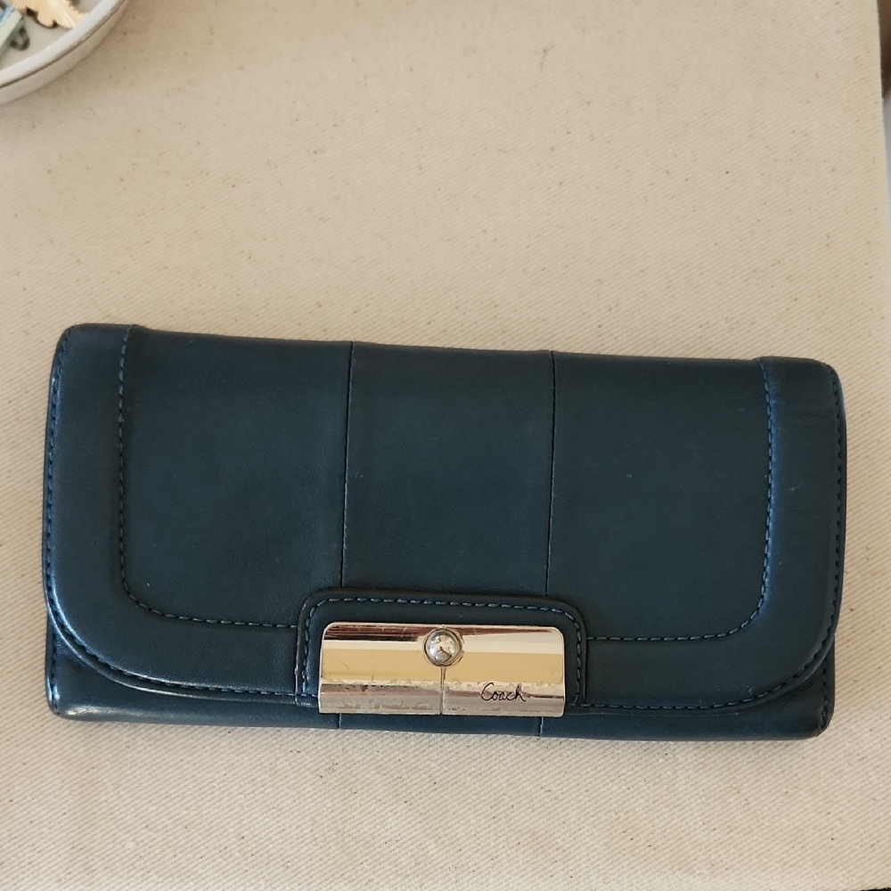 Coach Dark Blue Women's Wallet with Silver Accent